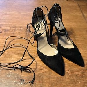 Black B2 wrap around ankle high heels size 37